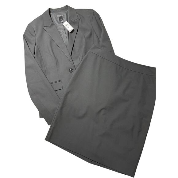 Ann Taylor Factory Womens 8 Black 1 Button Business Skirt Suit NWT - Picture 1 of 14